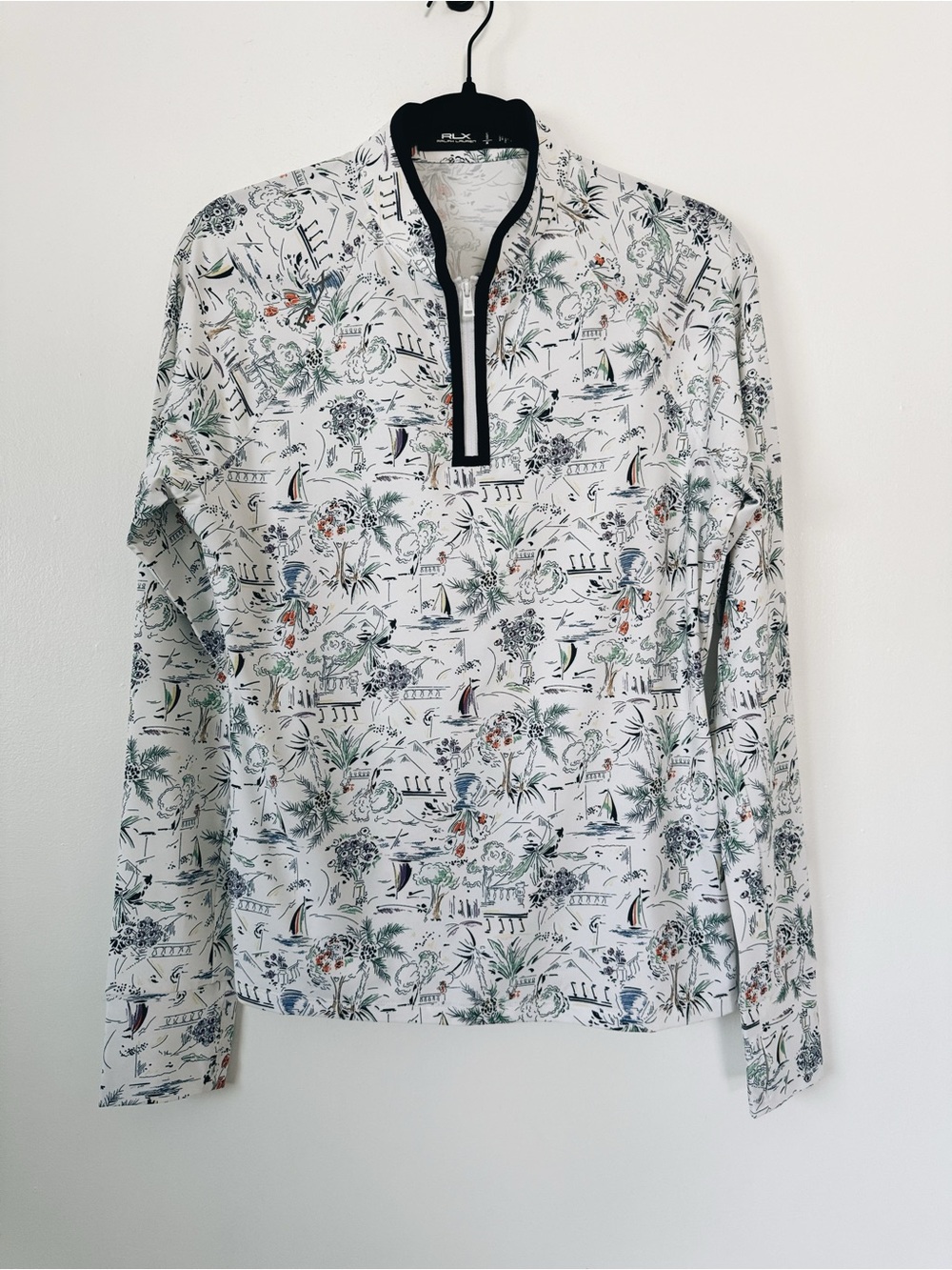 RLX Ralph Lauren Golf Quarter Zip Pullover Seaside Print Performance Size M NWOT
